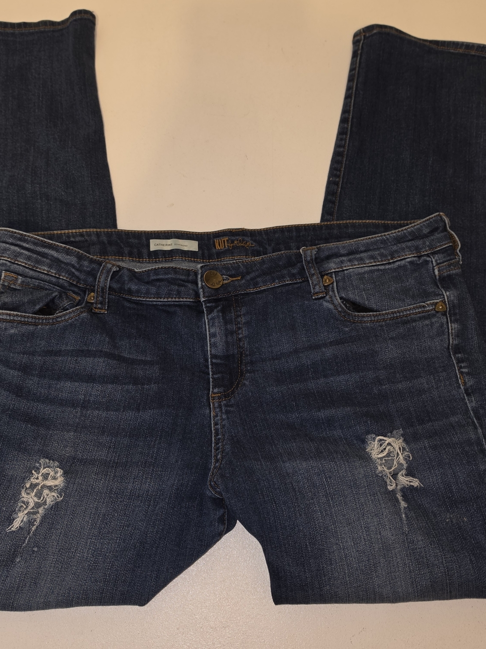 Kut from the Kloth Dark Blue Distressed Boyfriend Jeans